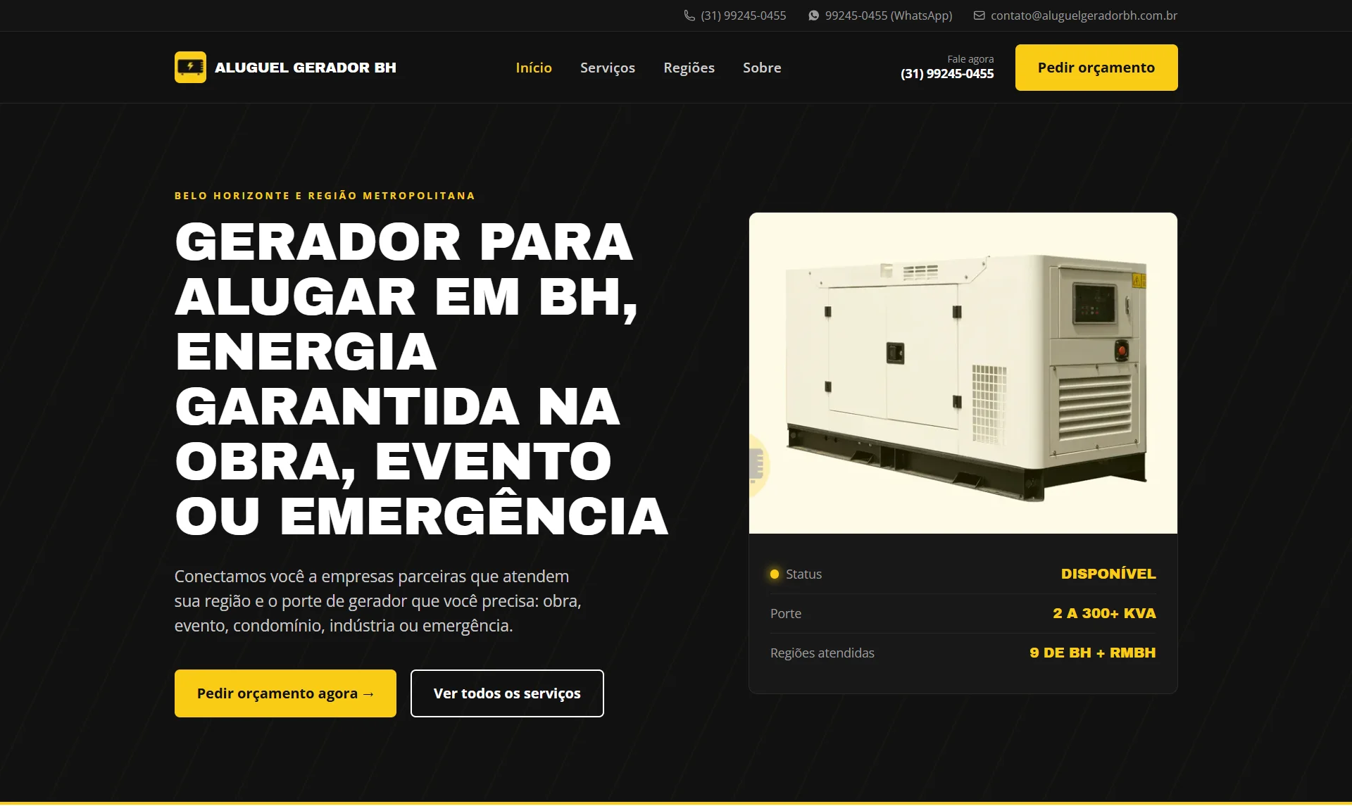 Site Aluguel de Gerador BH
