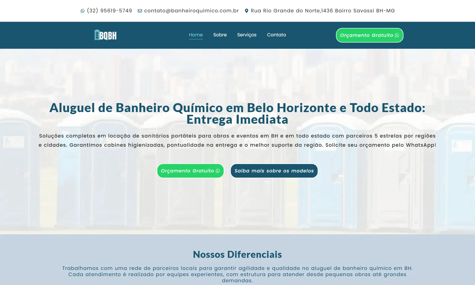 Site Banheiro Químico BH