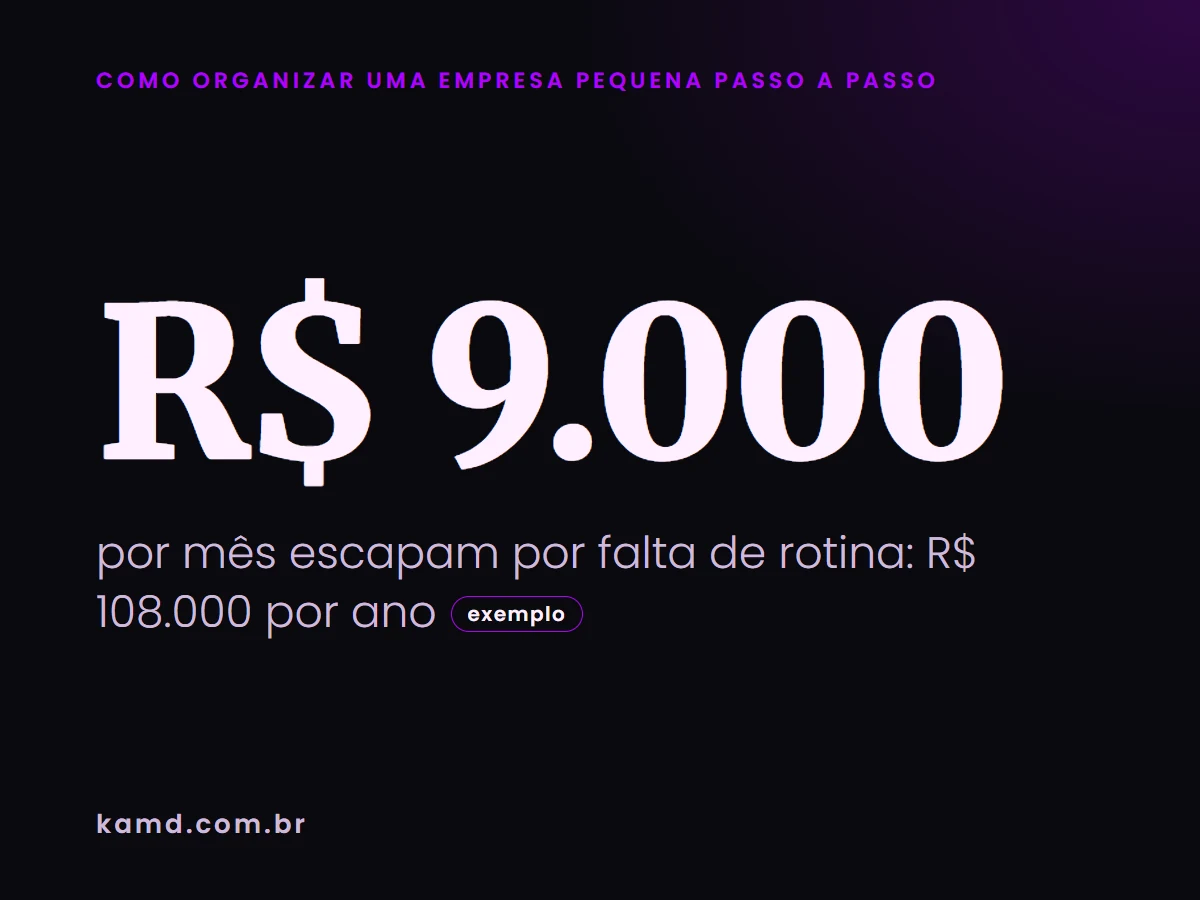R$ 9.000 por mês escapam por falta de rotina: R$ 108.000 por ano (exemplo)